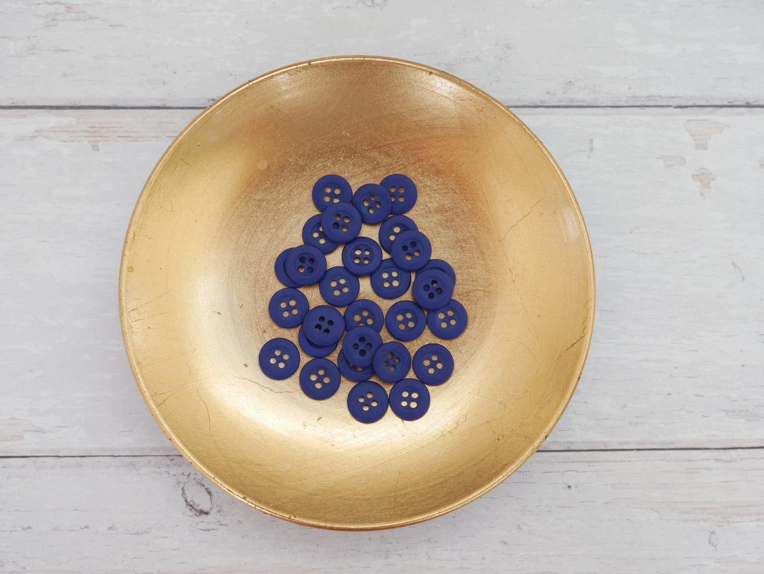4-Hole, Mini 12mm Button in Cobalt-Button-Flying Bobbins Haberdashery