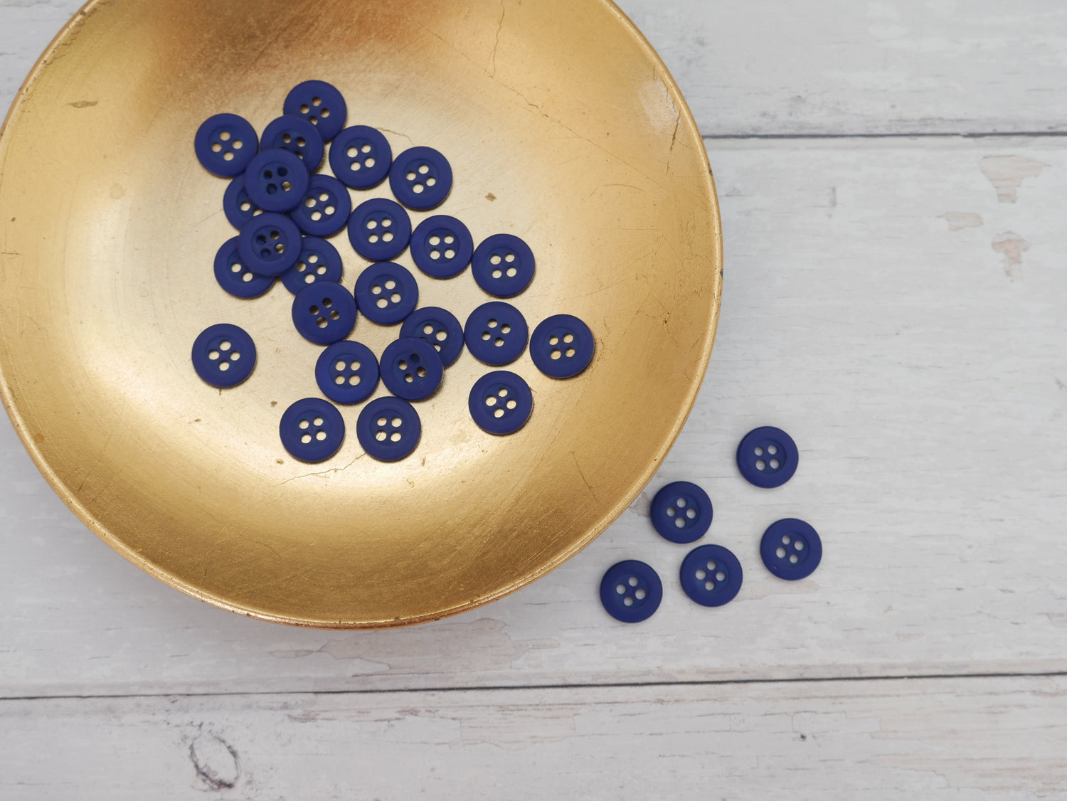 4-Hole, Mini 12mm Button in Cobalt-Button-Flying Bobbins Haberdashery
