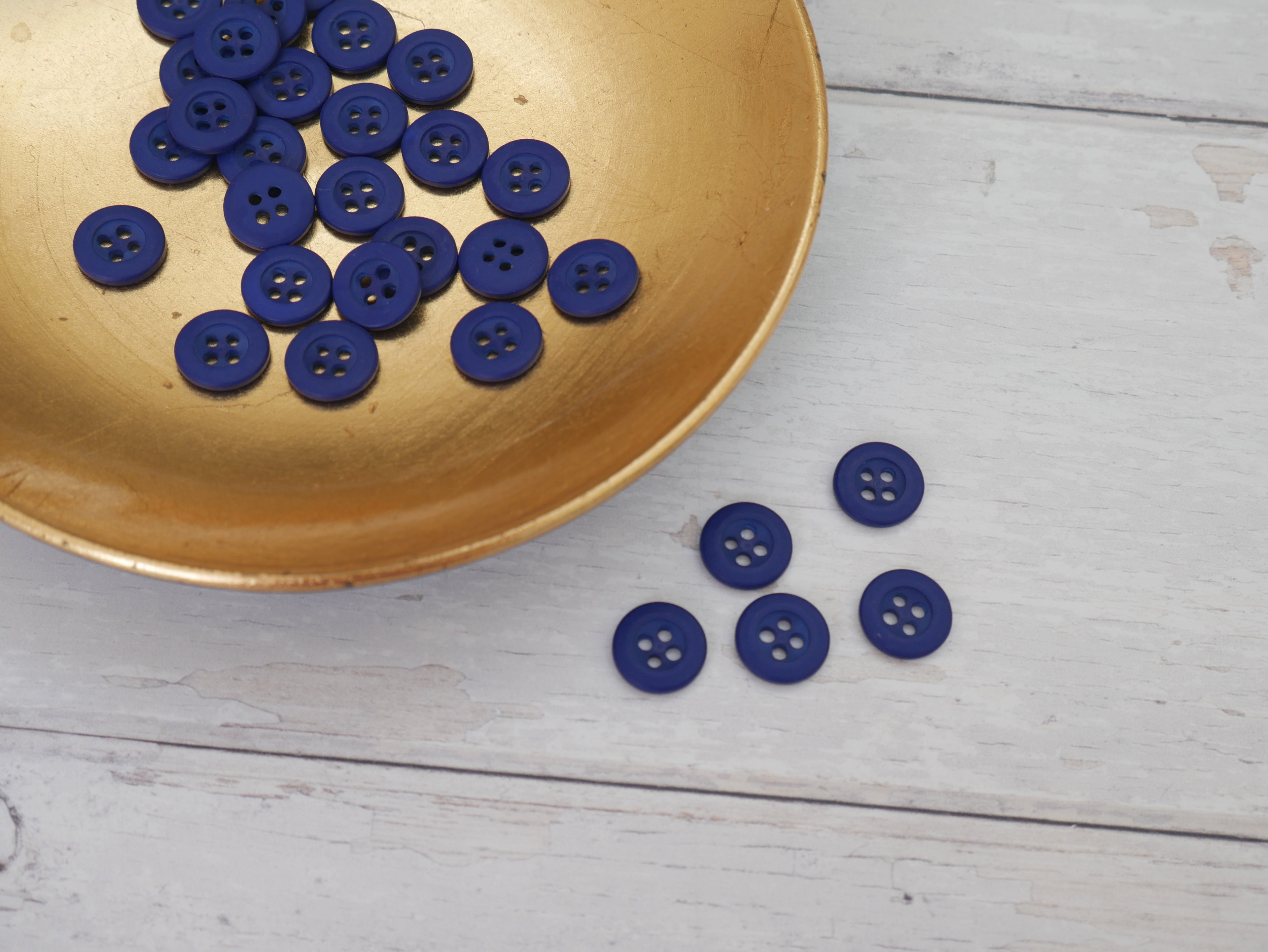 4-Hole, Mini 12mm Button in Cobalt-Button-Flying Bobbins Haberdashery