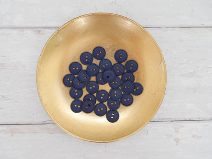 2-Hole 15mm Ring Edge Button in Navy-Button-Flying Bobbins Haberdashery