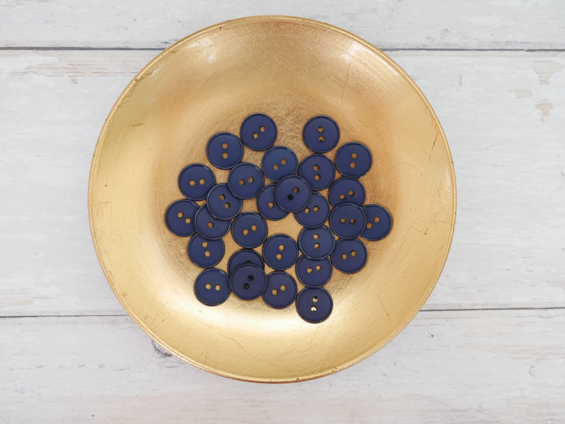 2-Hole 15mm Ring Edge Button in Navy-Button-Flying Bobbins Haberdashery