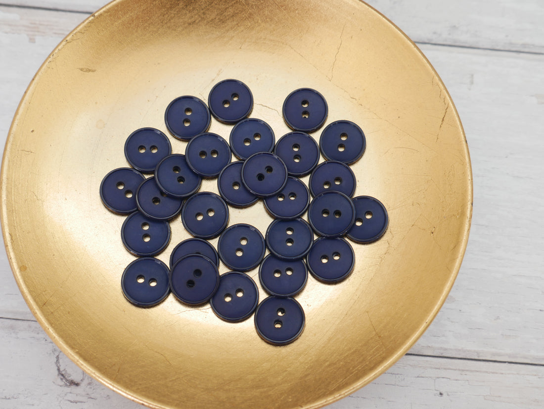 2-Hole 15mm Ring Edge Button in Navy-Button-Flying Bobbins Haberdashery