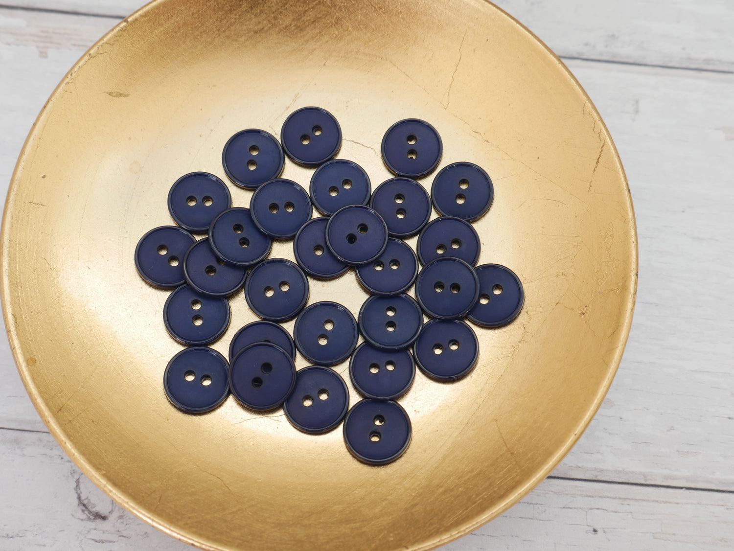 2-Hole 15mm Ring Edge Button in Navy-Button-Flying Bobbins Haberdashery