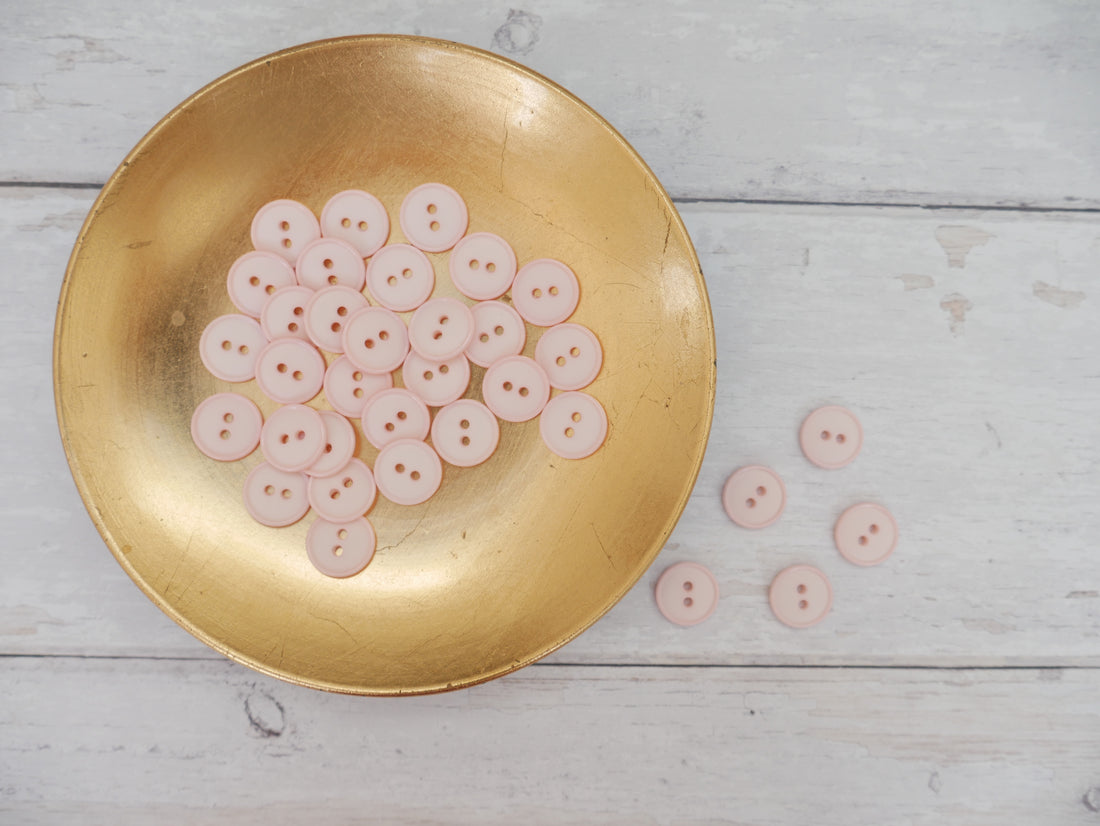 2-Hole 15mm Ring Edge Button in Pink-Button-Flying Bobbins Haberdashery