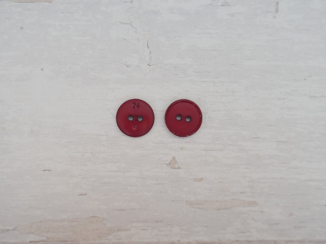 2-Hole 15mm Ring Edge Button in Burgundy-Button-Flying Bobbins Haberdashery