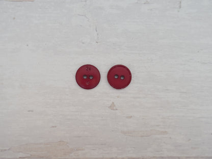 2-Hole 15mm Ring Edge Button in Burgundy-Button-Flying Bobbins Haberdashery
