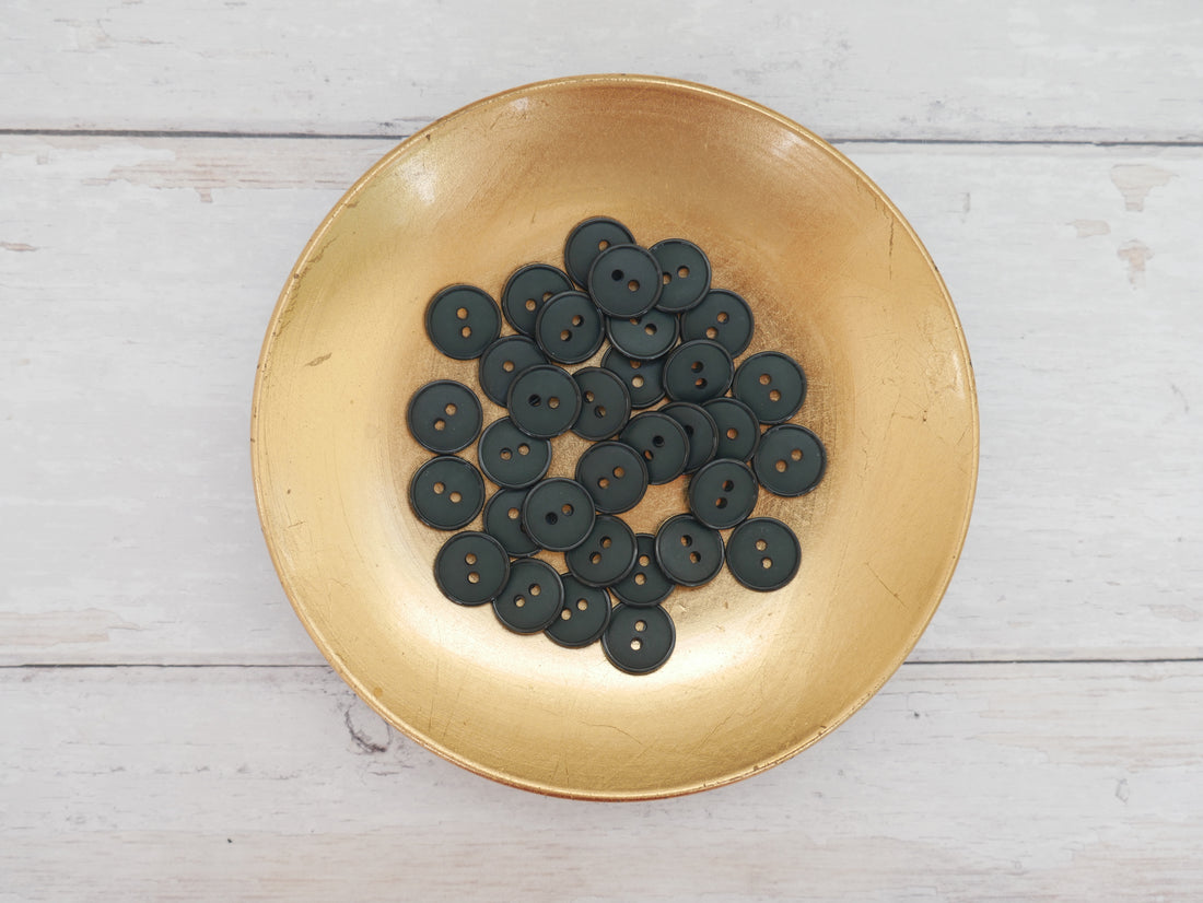 2-Hole 15mm Ring Edge Button in Forest-Button-Flying Bobbins Haberdashery