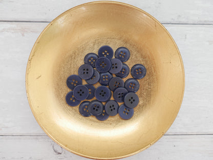4-Hole, 15mm - Eco-Conscious, Corozo Button, Navy-Button-Flying Bobbins Haberdashery