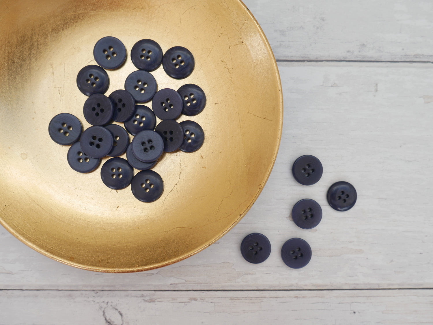 4-Hole, 15mm - Eco-Conscious, Corozo Button, Navy-Button-Flying Bobbins Haberdashery