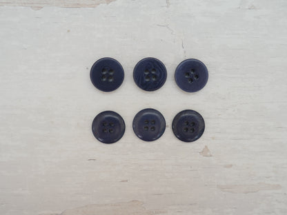 4-Hole, 15mm - Eco-Conscious, Corozo Button, Navy-Button-Flying Bobbins Haberdashery