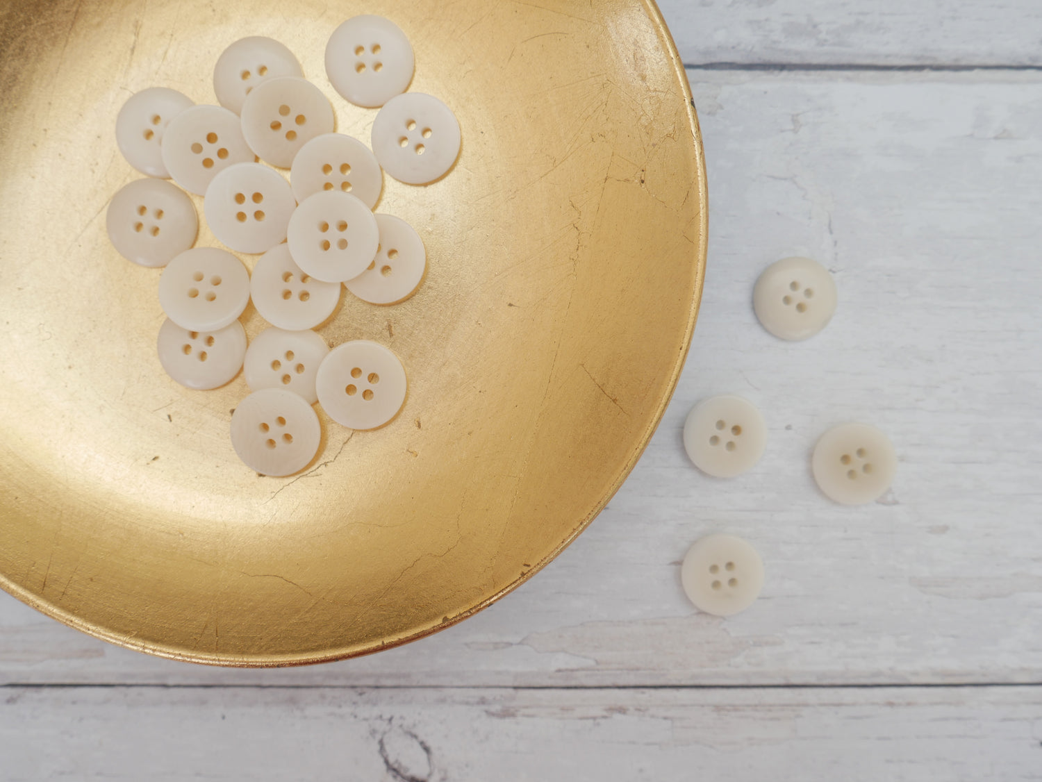 4-Hole, 15mm - Eco-Conscious, Corozo Button, Ivory-Button-Flying Bobbins Haberdashery