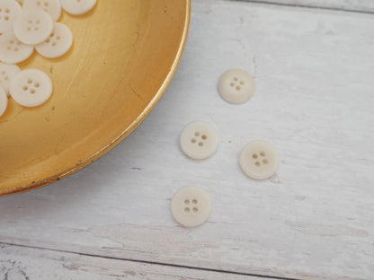 4-Hole, 15mm - Eco-Conscious, Corozo Button, Ivory-Button-Flying Bobbins Haberdashery