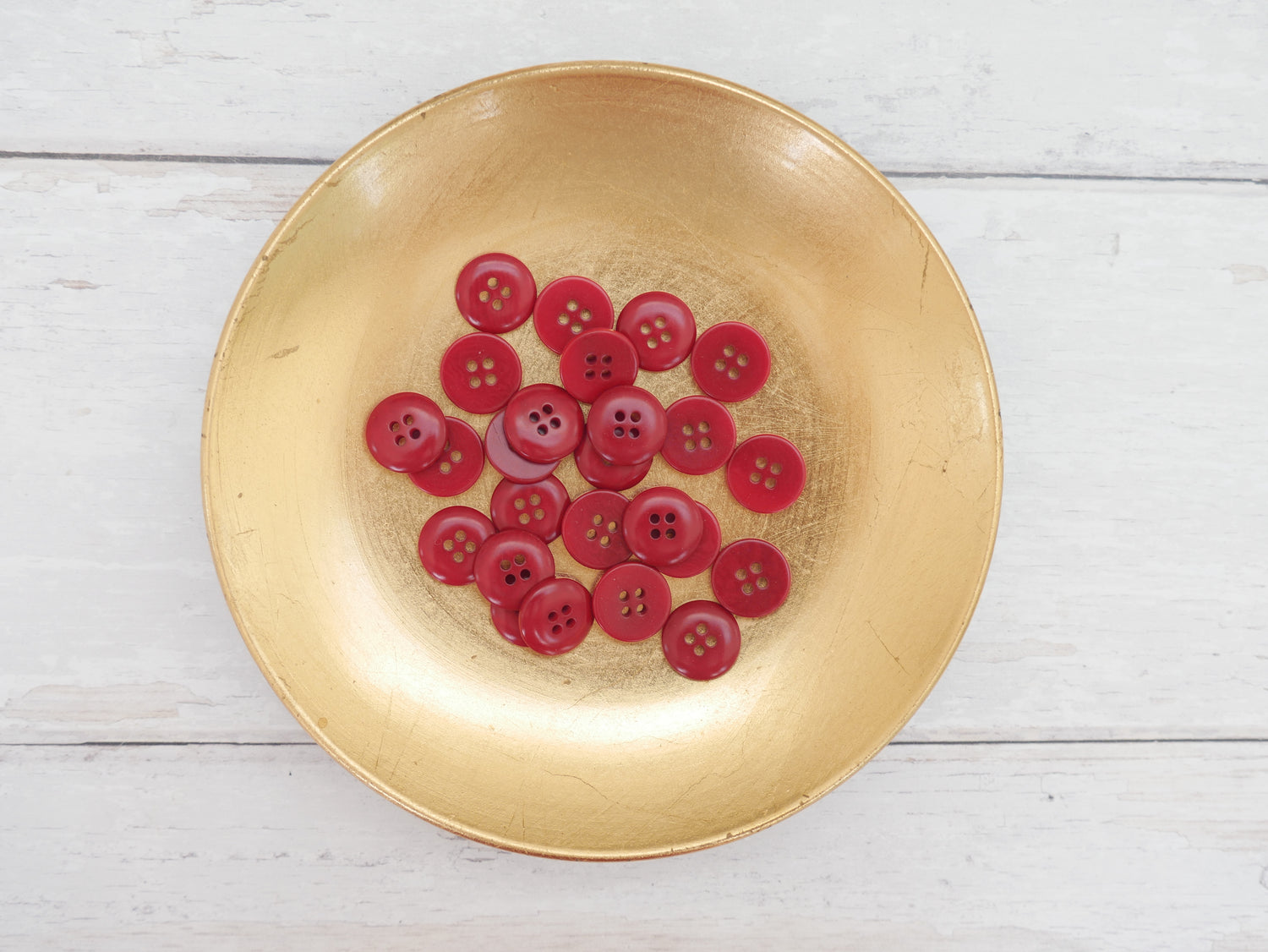 4-Hole, 15mm - Eco-Conscious, Corozo Button, Red-Button-Flying Bobbins Haberdashery