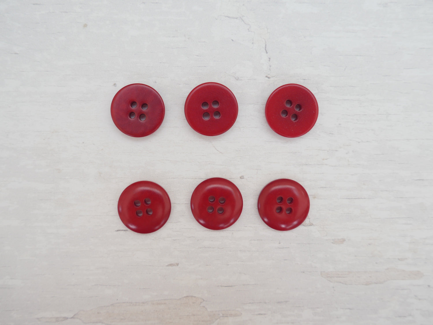 4-Hole, 15mm - Eco-Conscious, Corozo Button, Red-Button-Flying Bobbins Haberdashery