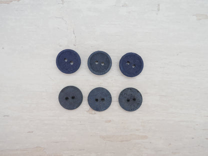 2-Hole, 15mm - Eco Recycled Cotton Button, Navy-Button-Flying Bobbins Haberdashery