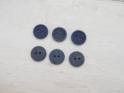 2-Hole, 15mm - Eco Recycled Cotton Button, Navy-Button-Flying Bobbins Haberdashery