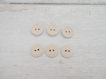 2-Hole, 15mm - Eco Recycled Cotton Button, Natural-Button-Flying Bobbins Haberdashery