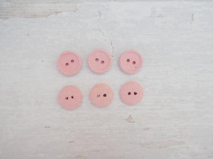 2-Hole, 15mm - Eco Recycled Cotton Button, Pink-Button-Flying Bobbins Haberdashery