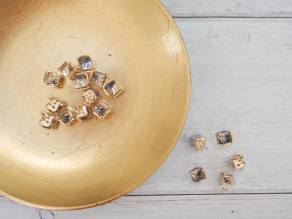 Crystal Cube Button in Smoke-Button-Flying Bobbins Haberdashery