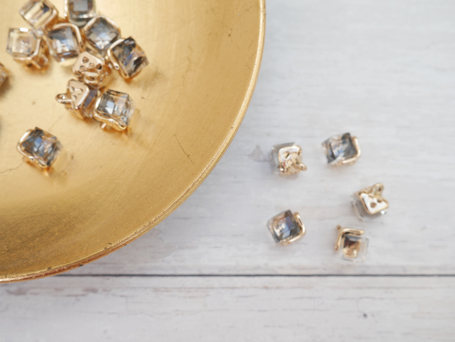 Crystal Cube Button in Smoke-Button-Flying Bobbins Haberdashery