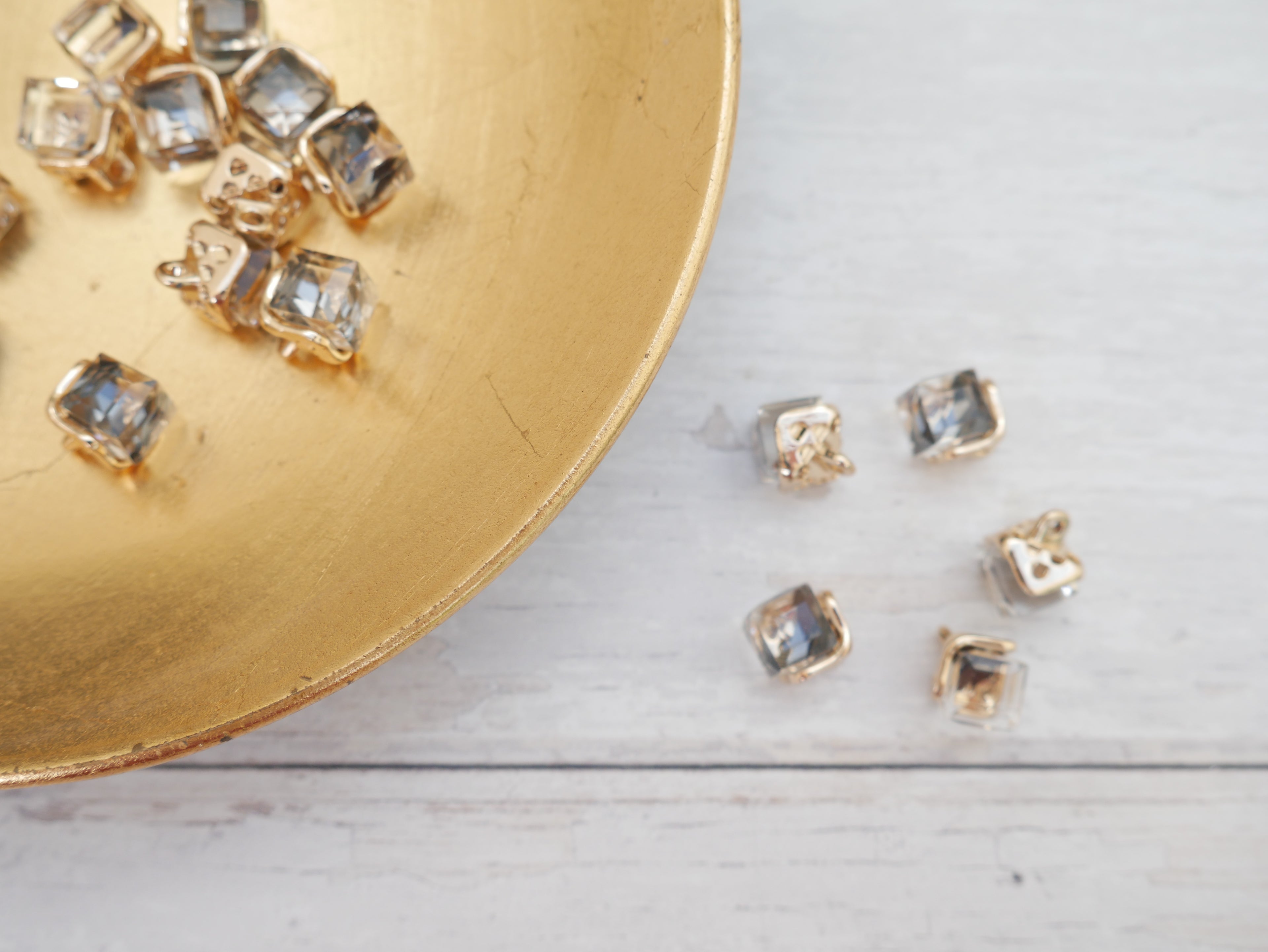 Crystal Cube Button in Smoke-Button-Flying Bobbins Haberdashery