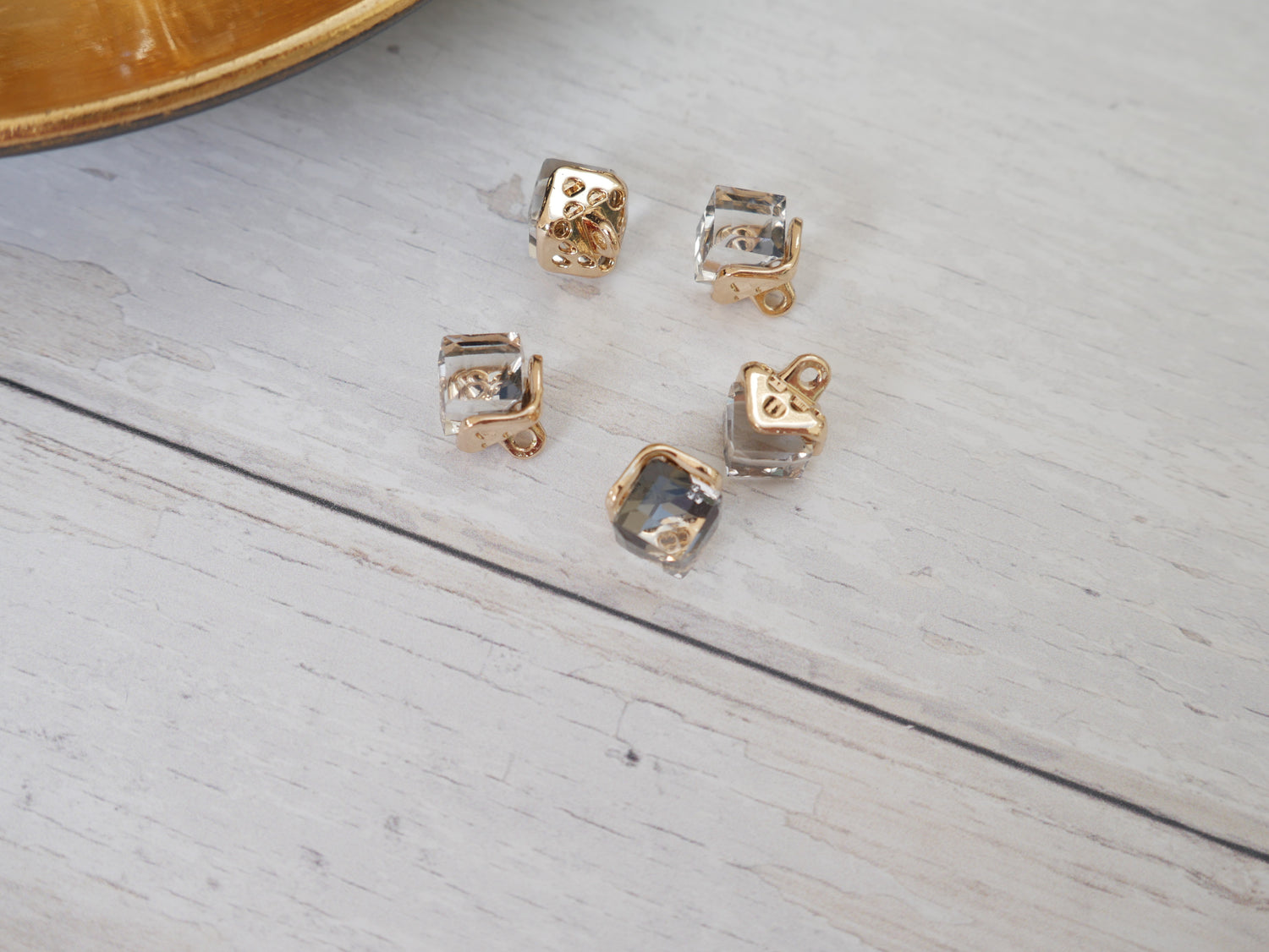 Crystal Cube Button in Smoke-Button-Flying Bobbins Haberdashery