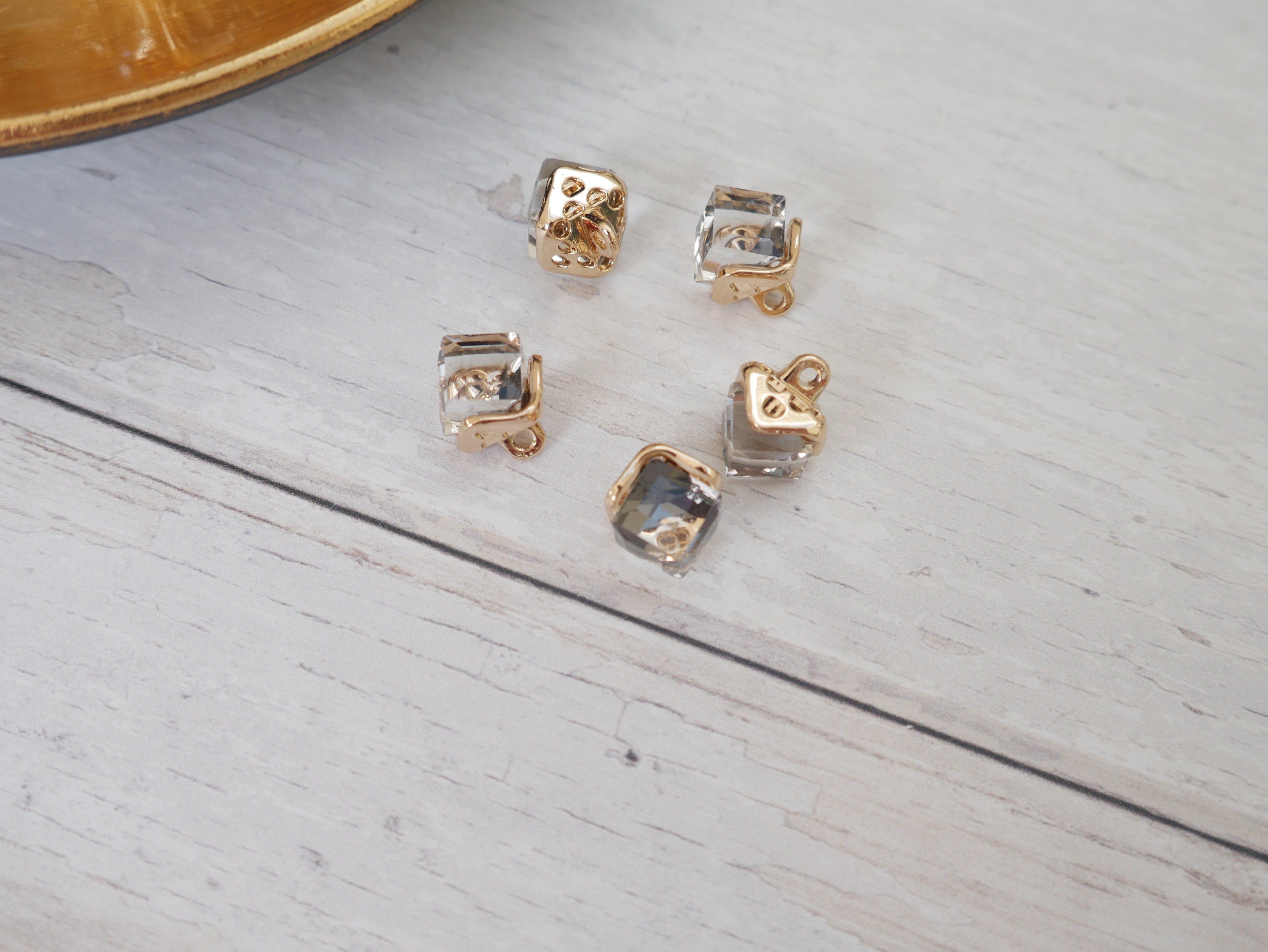 Crystal Cube Button in Smoke-Button-Flying Bobbins Haberdashery