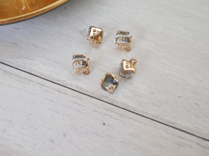 Crystal Cube Button in Smoke-Button-Flying Bobbins Haberdashery