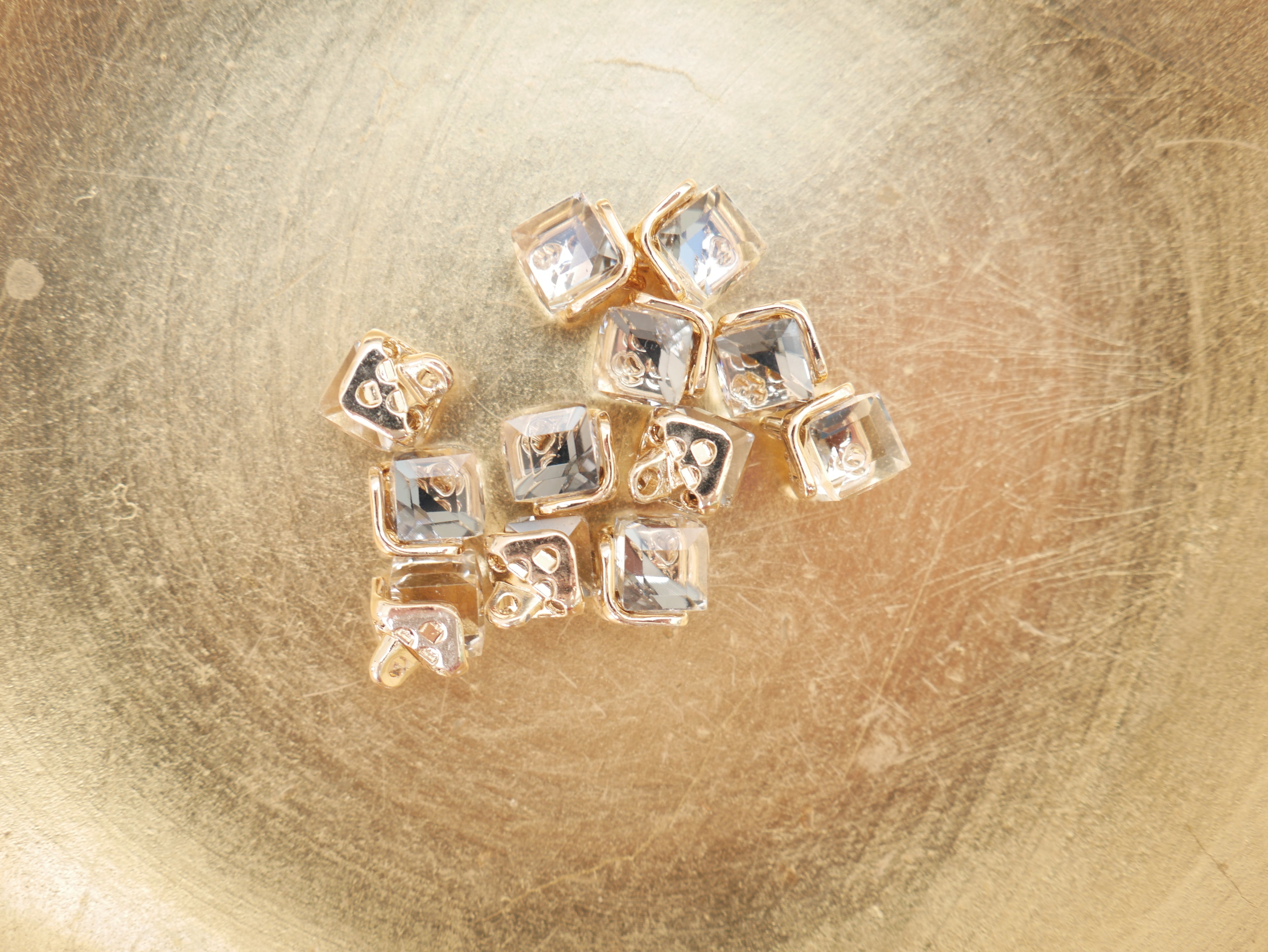 Crystal Cube Button in Smoke-Button-Flying Bobbins Haberdashery