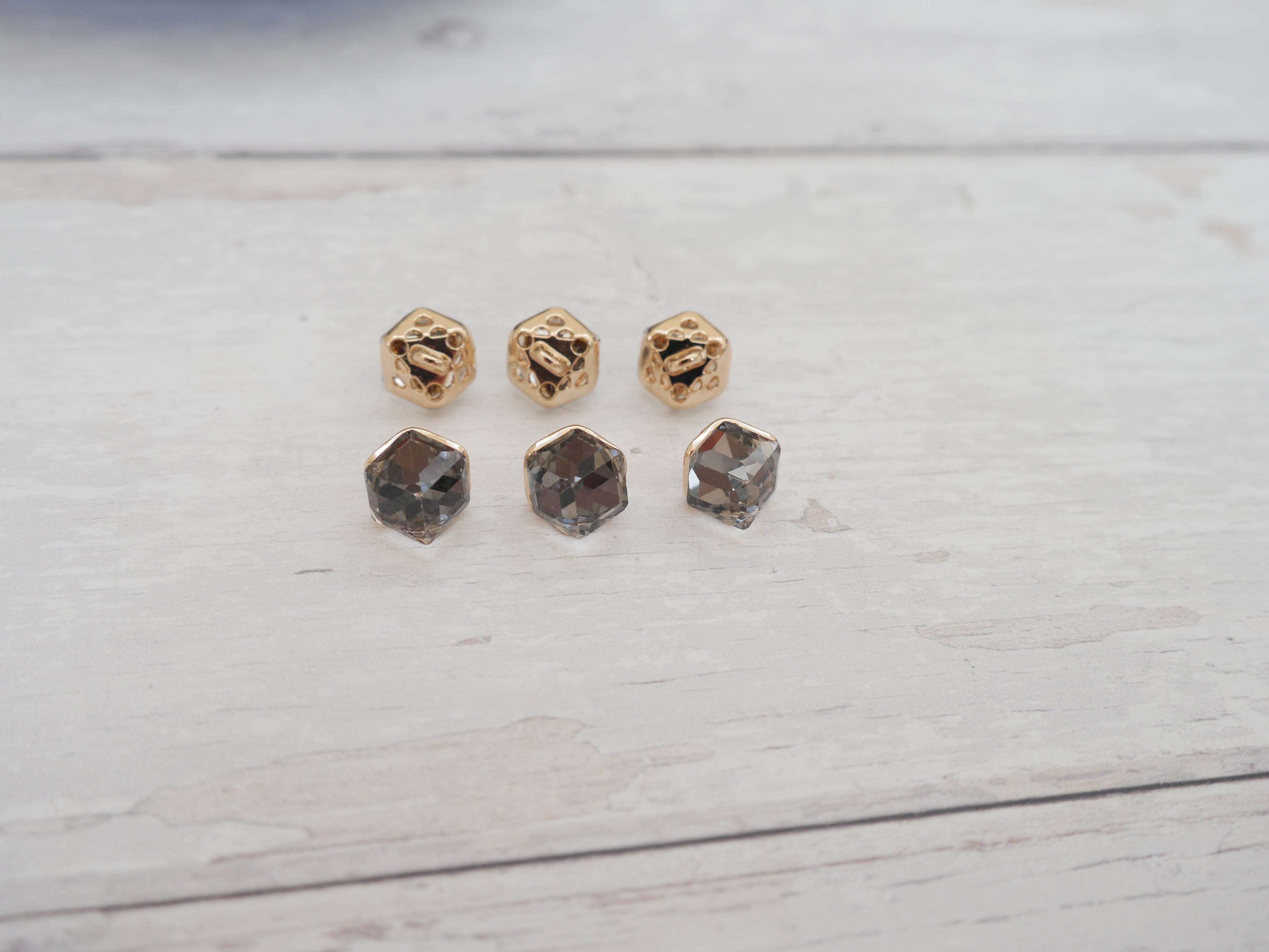 Crystal Cube Button in Smoke-Button-Flying Bobbins Haberdashery