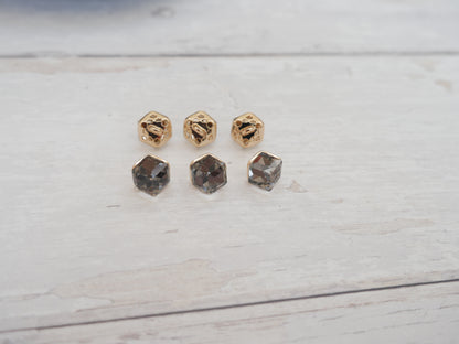 Crystal Cube Button in Smoke-Button-Flying Bobbins Haberdashery