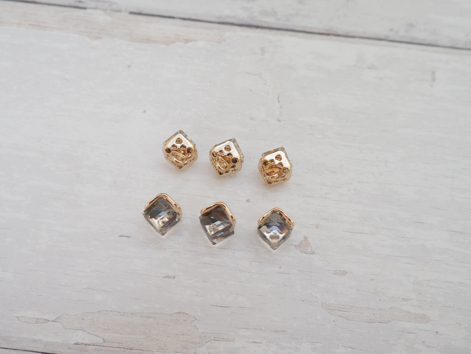 Crystal Cube Button in Smoke-Button-Flying Bobbins Haberdashery