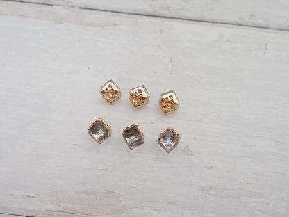 Crystal Cube Button in Smoke-Button-Flying Bobbins Haberdashery