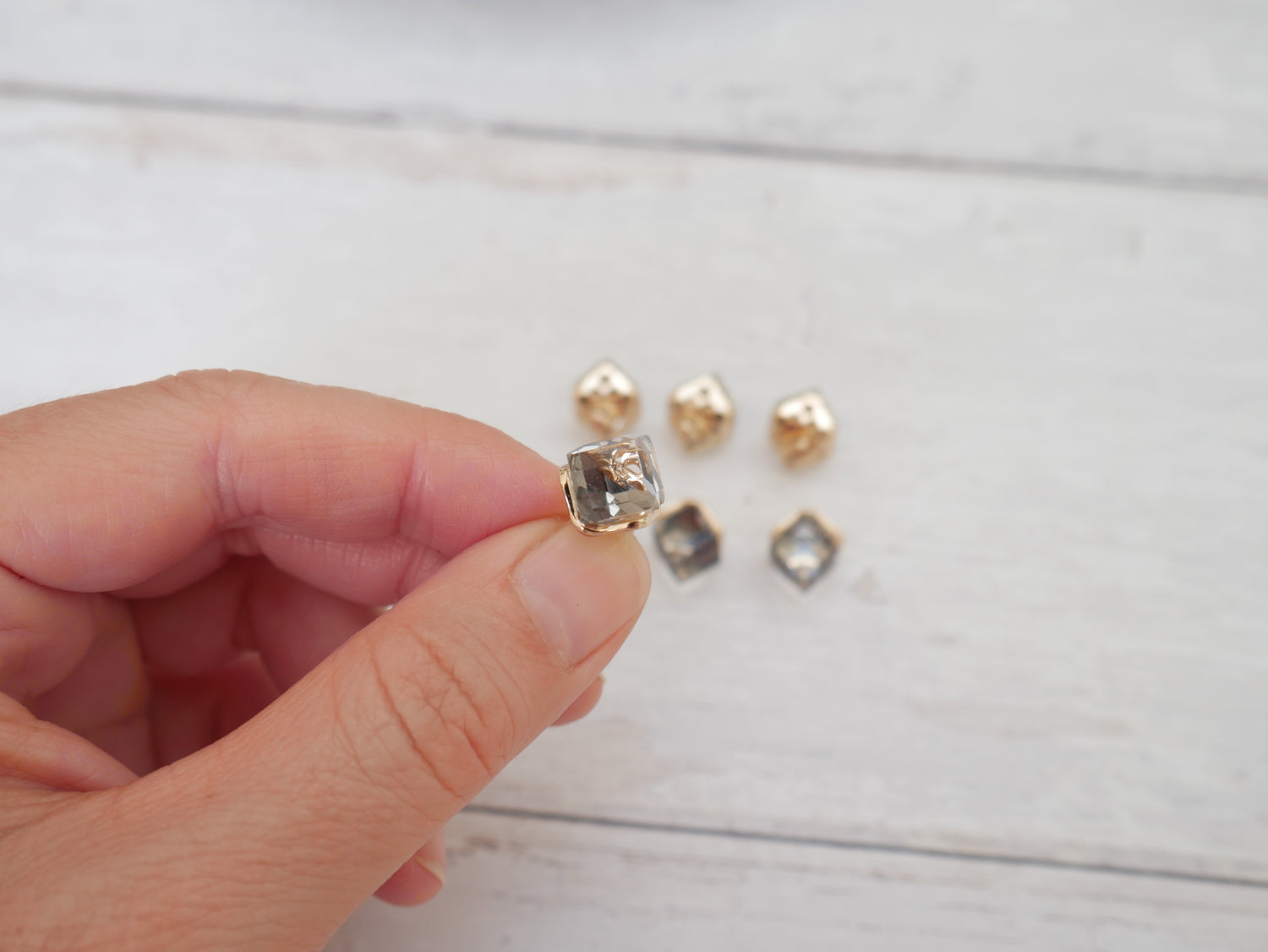 Crystal Cube Button in Smoke-Button-Flying Bobbins Haberdashery