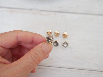 Crystal Cube Button in Smoke-Button-Flying Bobbins Haberdashery