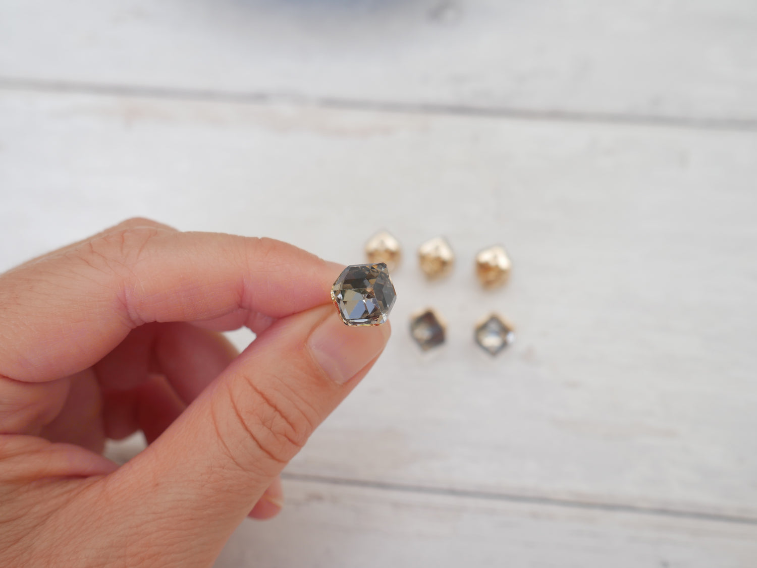 Crystal Cube Button in Smoke-Button-Flying Bobbins Haberdashery