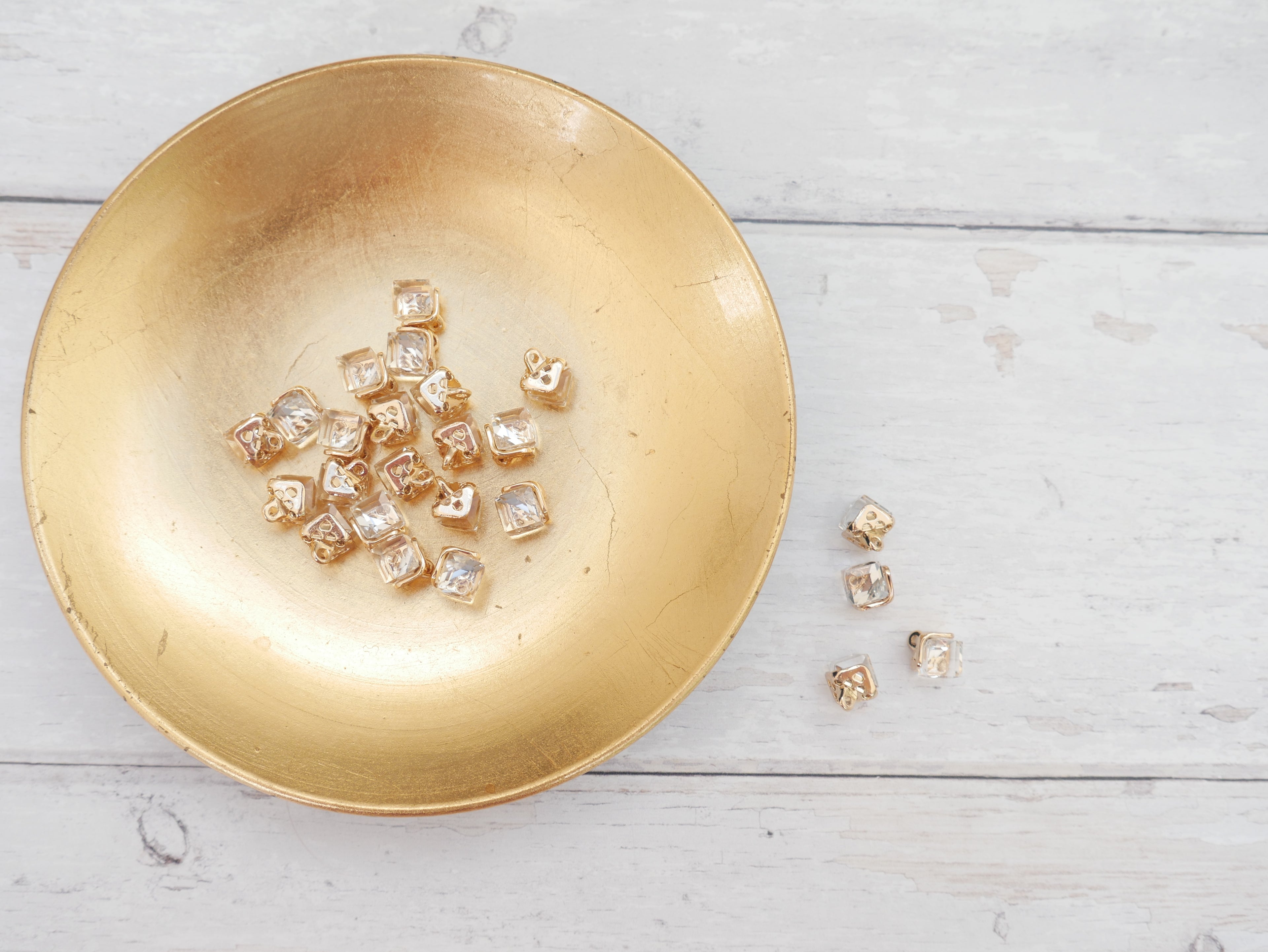 Crystal Cube Button in Clear-Button-Flying Bobbins Haberdashery
