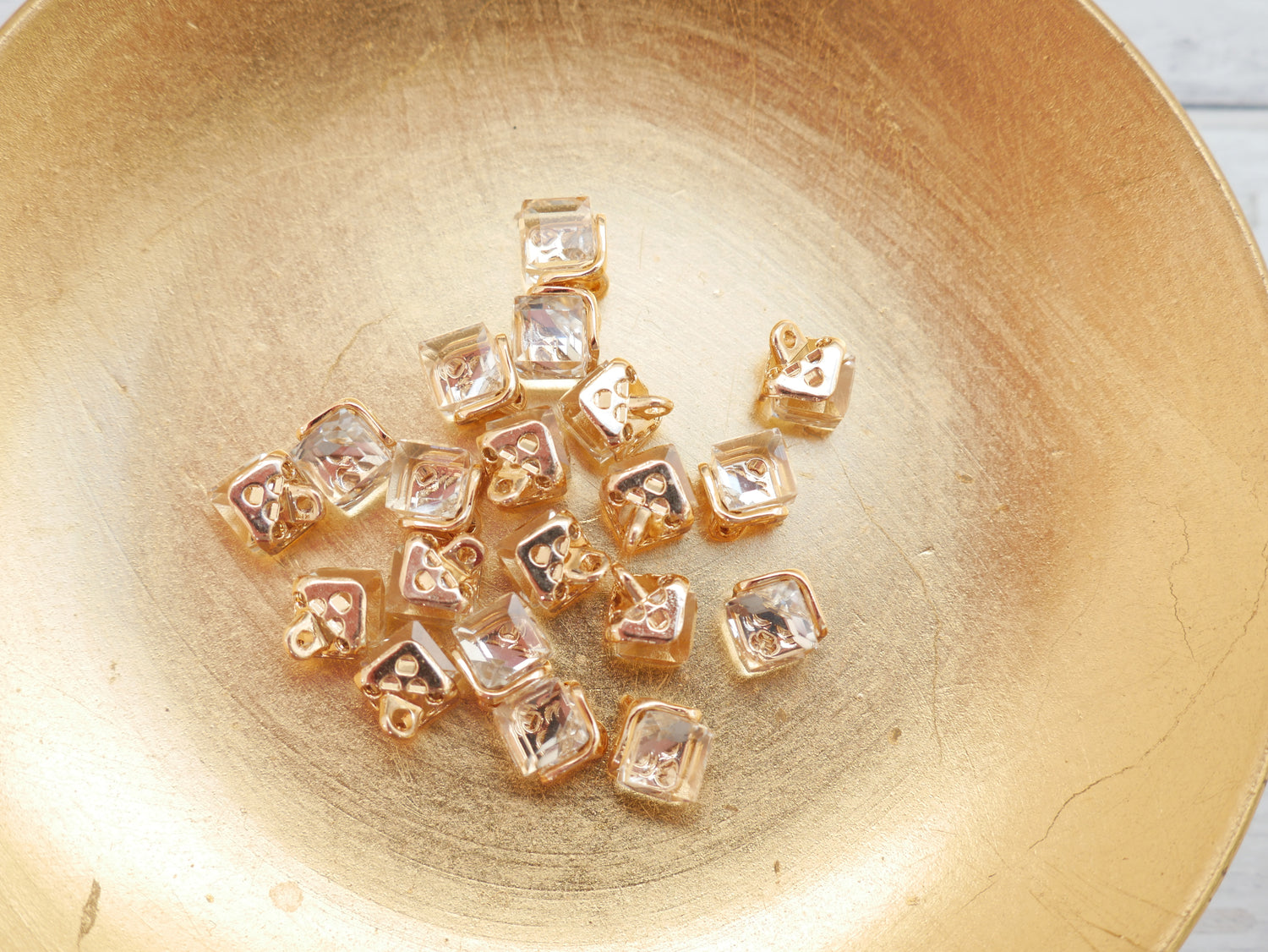 Crystal Cube Button in Clear-Button-Flying Bobbins Haberdashery