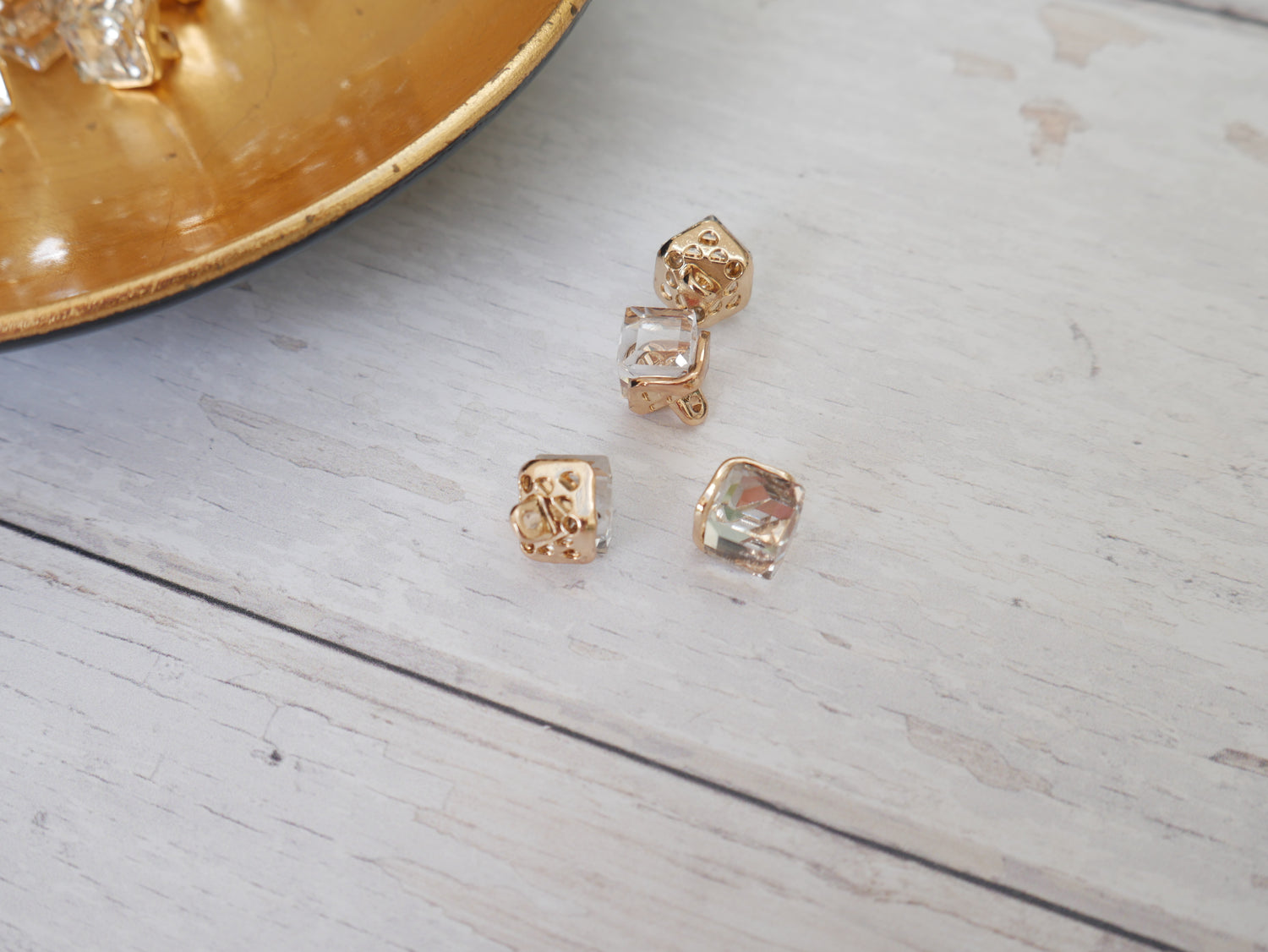 Crystal Cube Button in Clear-Button-Flying Bobbins Haberdashery