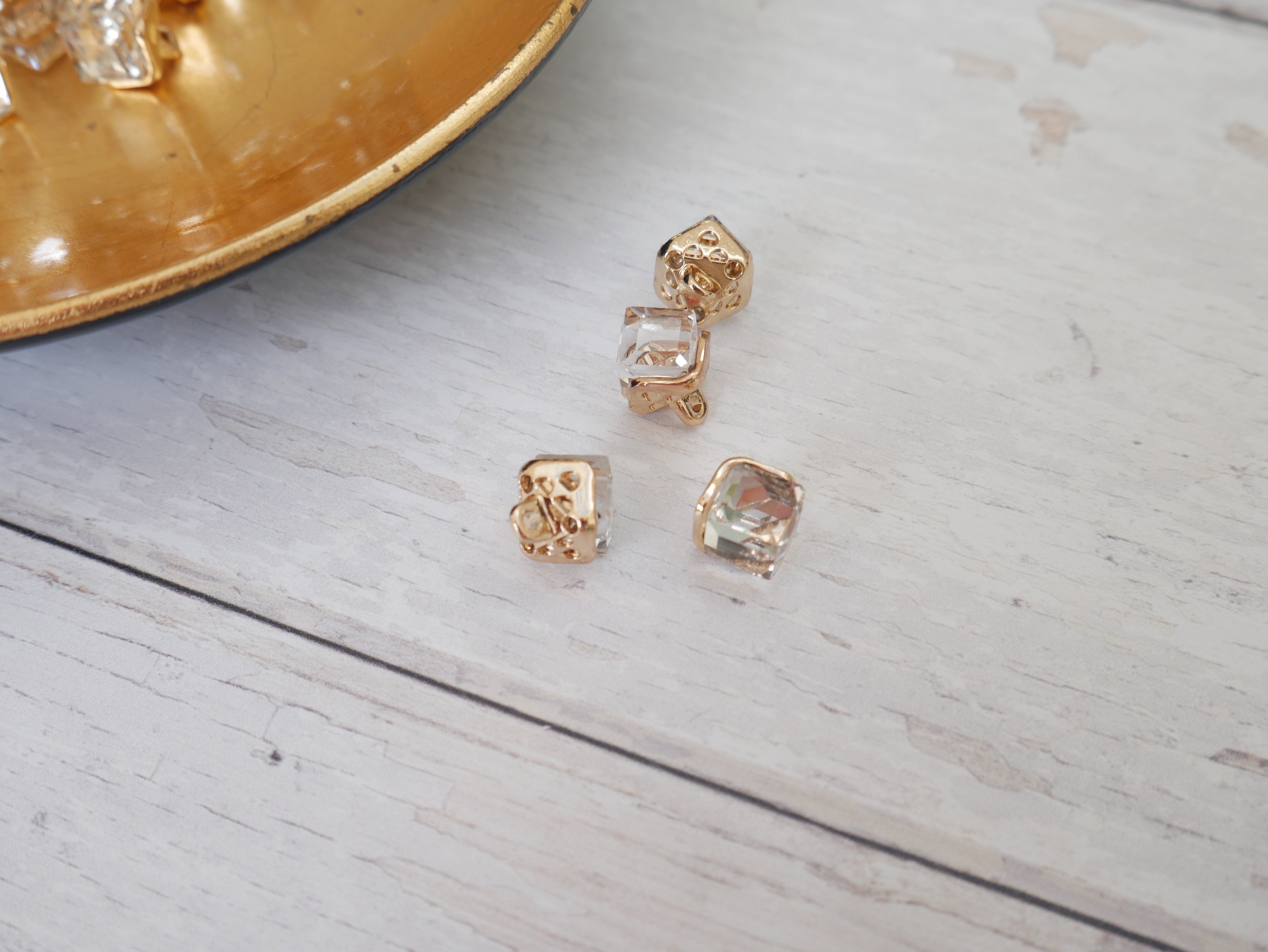 Crystal Cube Button in Clear-Button-Flying Bobbins Haberdashery