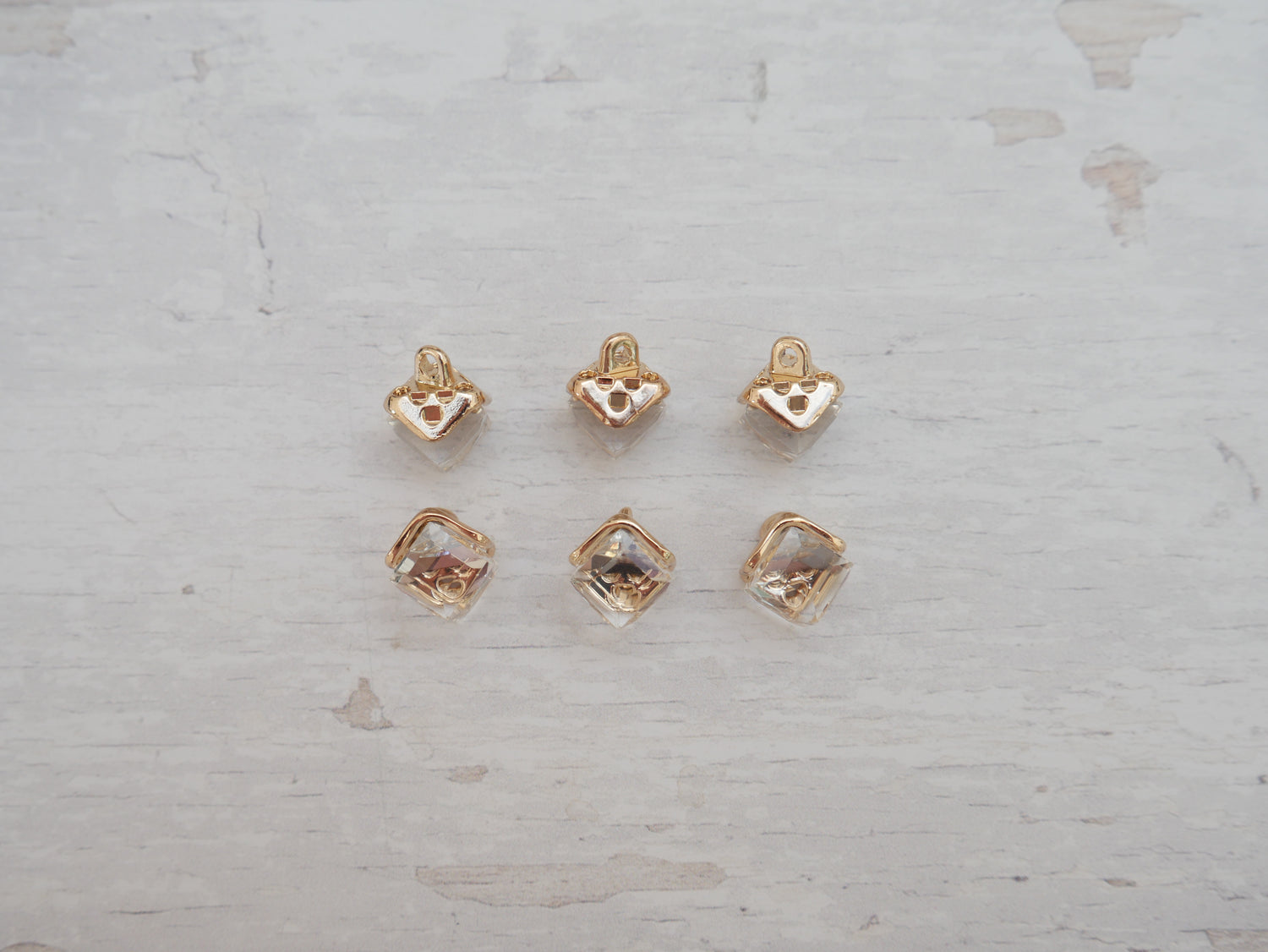 Crystal Cube Button in Clear-Button-Flying Bobbins Haberdashery