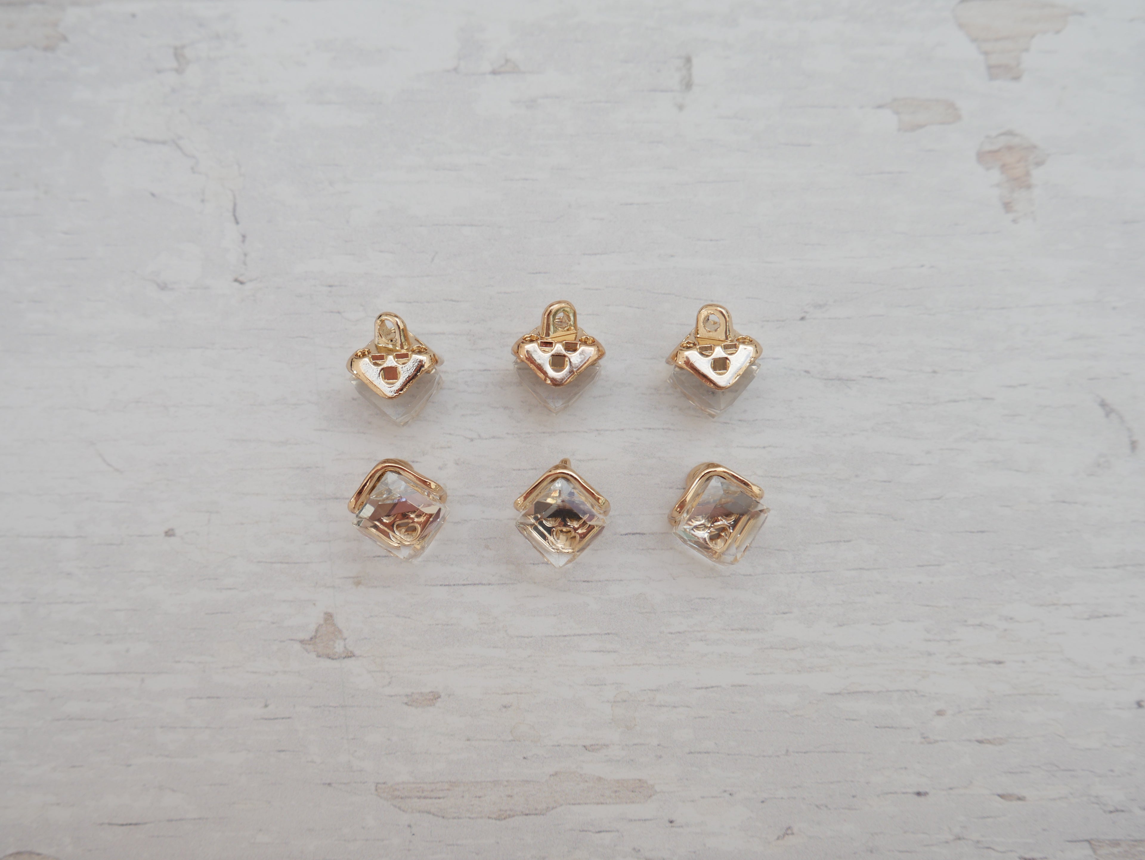 Crystal Cube Button in Clear-Button-Flying Bobbins Haberdashery