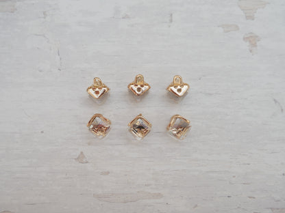 Crystal Cube Button in Clear-Button-Flying Bobbins Haberdashery
