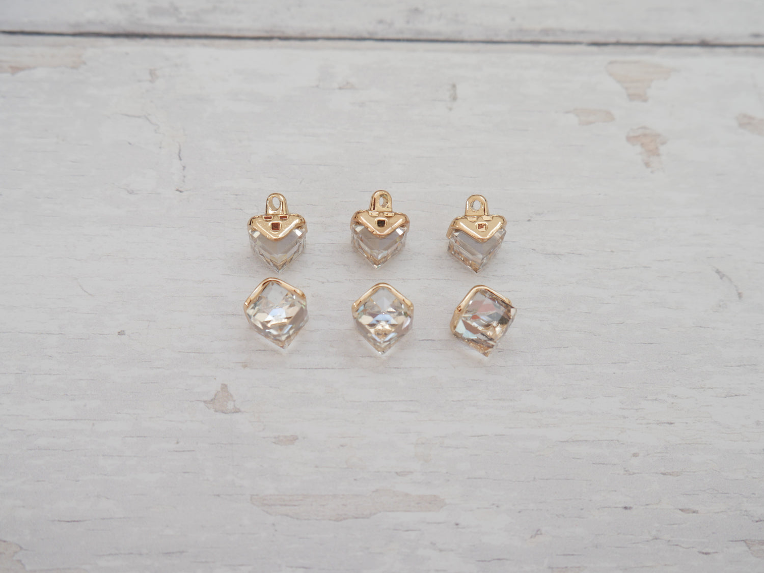 Crystal Cube Button in Clear-Button-Flying Bobbins Haberdashery