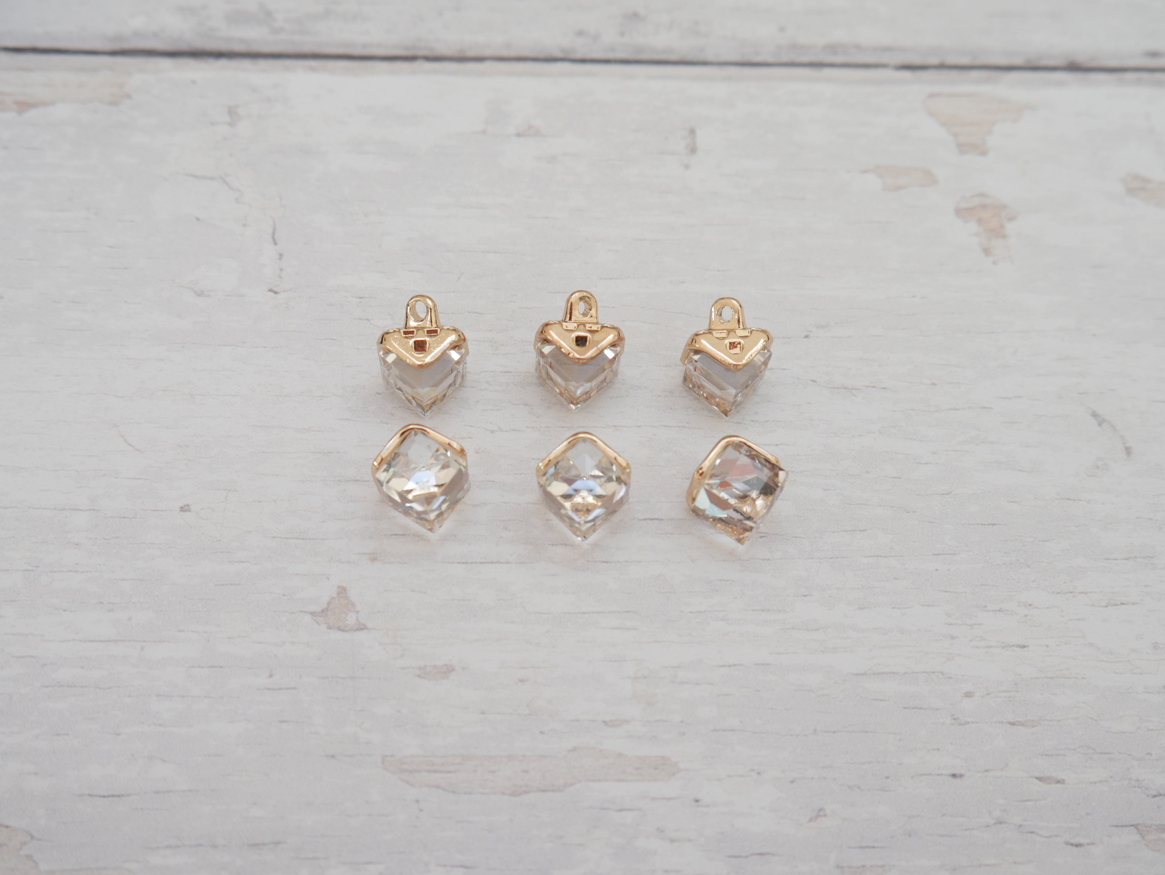 Crystal Cube Button in Clear-Button-Flying Bobbins Haberdashery