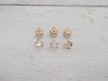 Crystal Cube Button in Clear-Button-Flying Bobbins Haberdashery