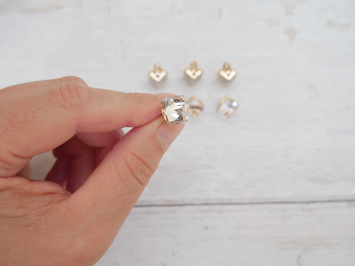 Crystal Cube Button in Clear-Button-Flying Bobbins Haberdashery