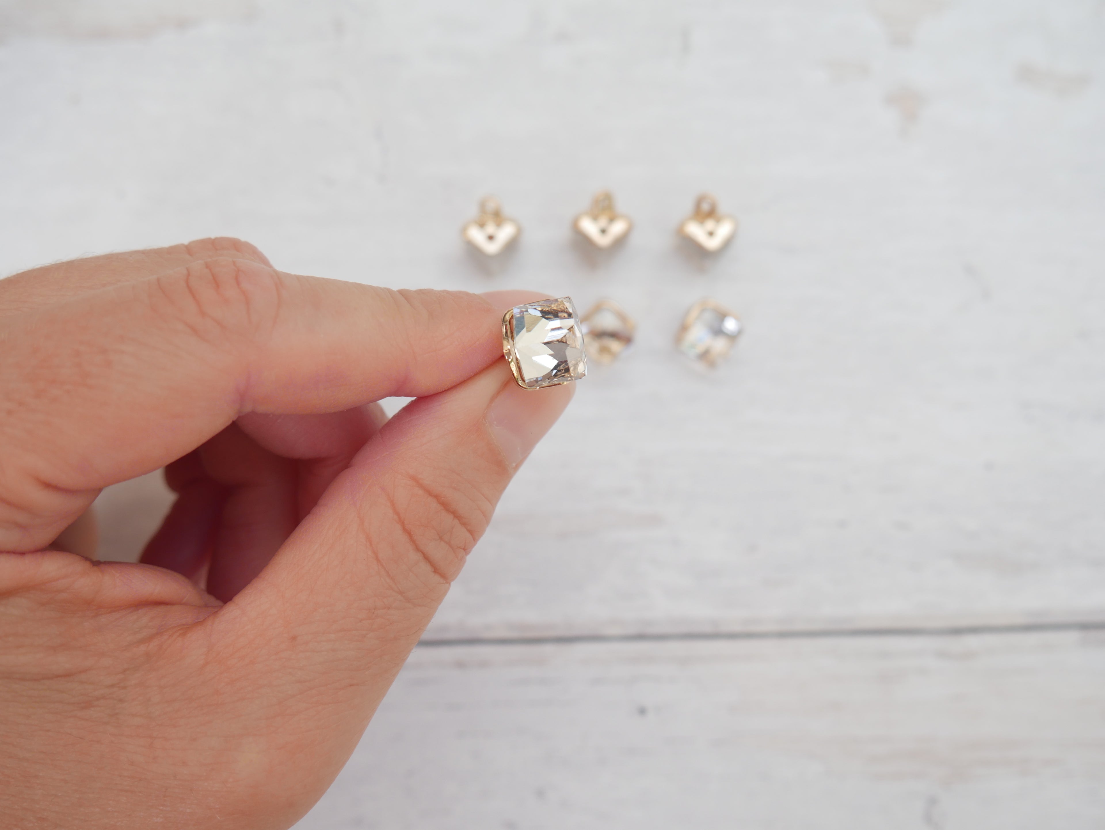 Crystal Cube Button in Clear-Button-Flying Bobbins Haberdashery