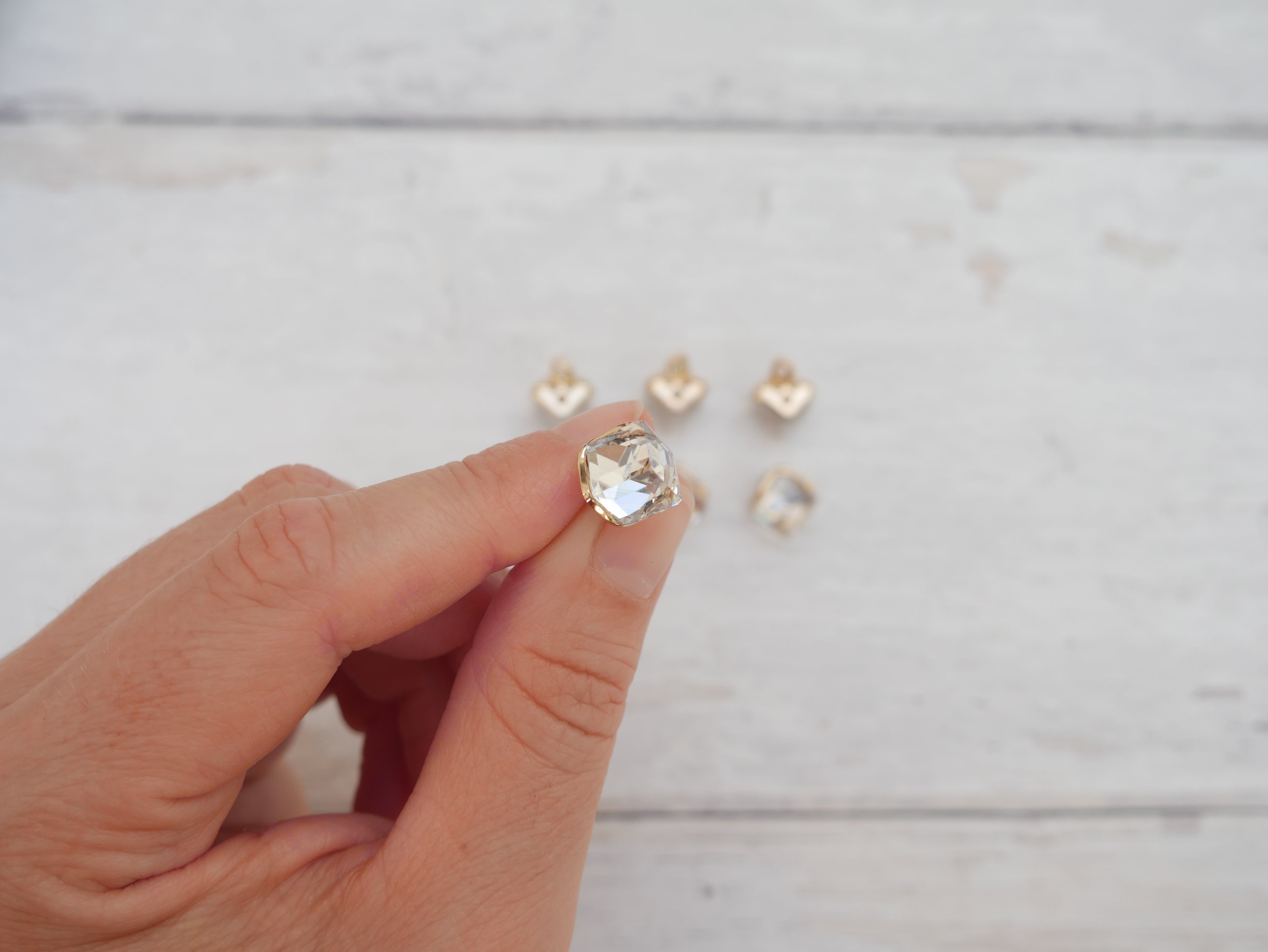 Crystal Cube Button in Clear-Button-Flying Bobbins Haberdashery