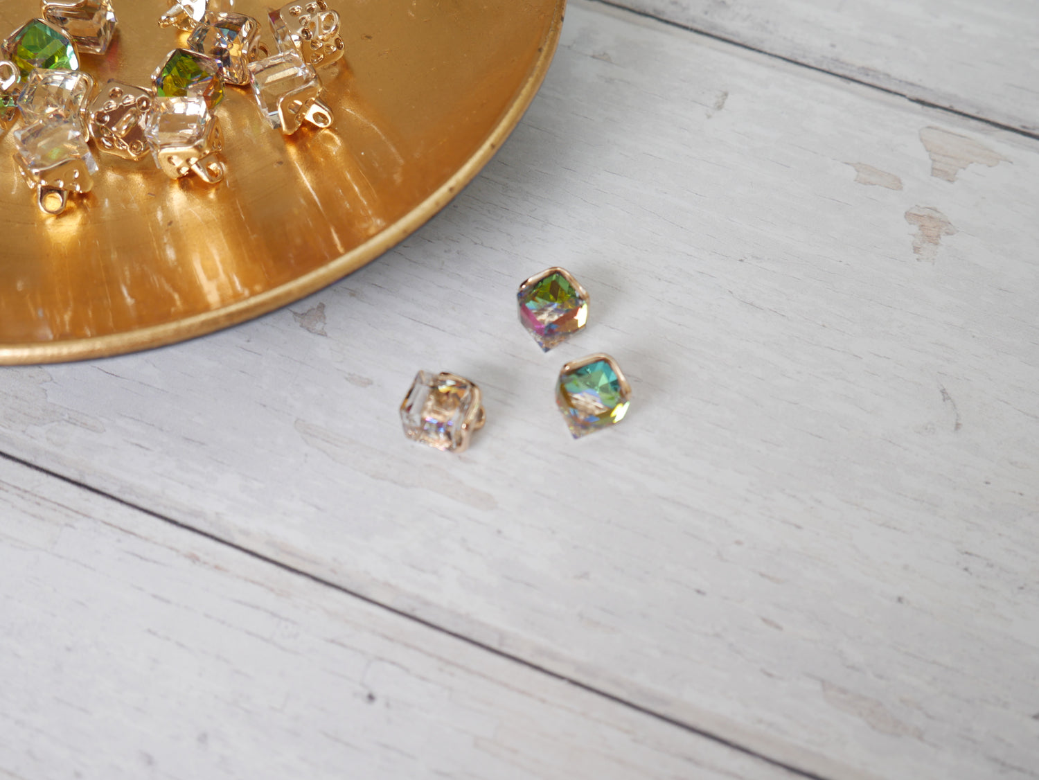 Crystal Cube Button in Rainbow-Button-Flying Bobbins Haberdashery